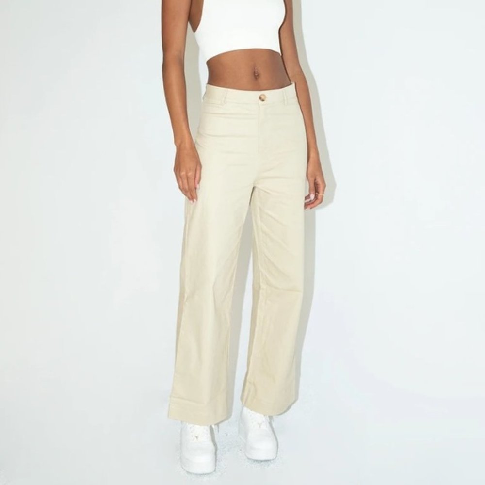 Princess Polly Carter Beige High Rise Straight Leg Pants 4 - Picture 2 of 10